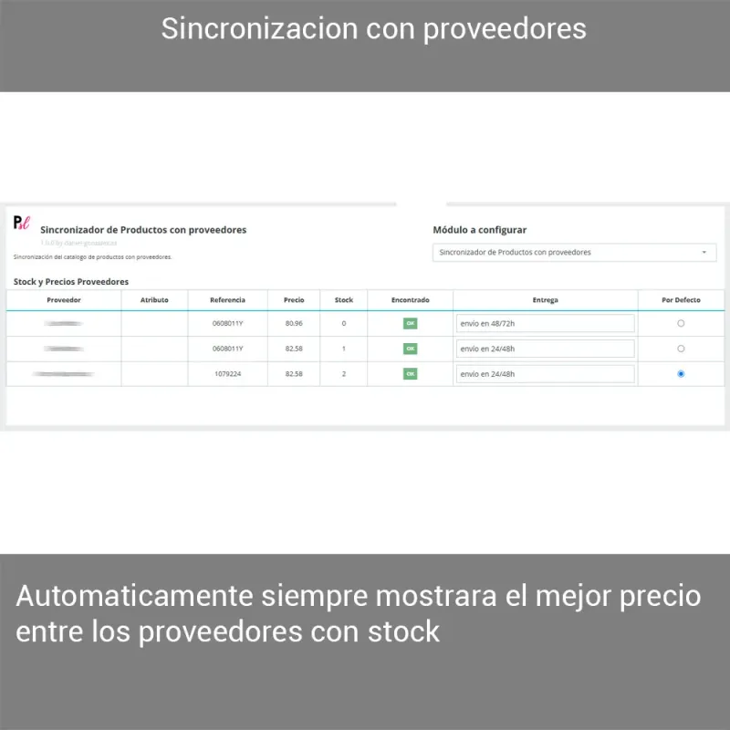 Sincronización con proveedores