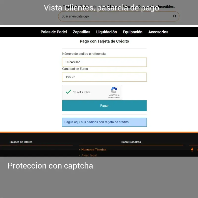 Pasarela de pago TPV - Tarjeta de crédito sin pedido